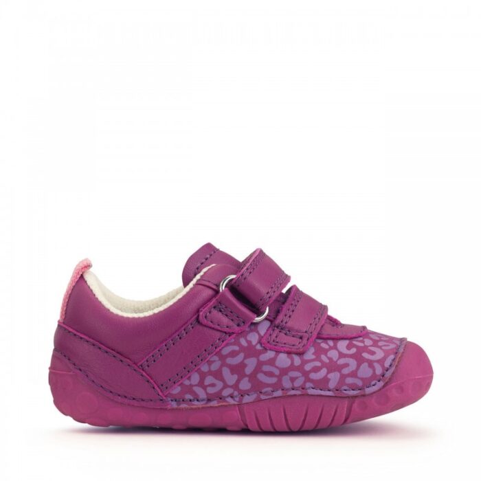 Start-Rite Little Smile Shoes – Berry Leather / Leopard – Girls Shoes - Crep Direct UK