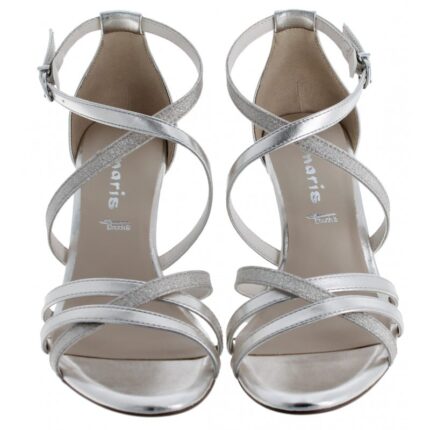 Tamaris 28382 Heeled Sandals – Platinum – Womens Sandals, Sliders & Toe Posts - Crep Direct UK