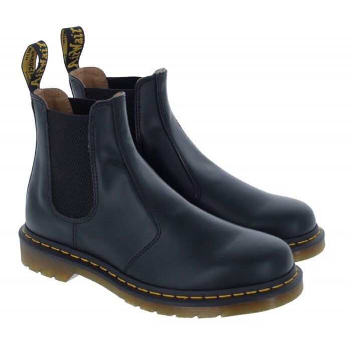 Dr. Martens Dr Martens 2976 Yellow Stitch Chelsea Boots – Black Leather – Mens Boots - Crep Direct UK