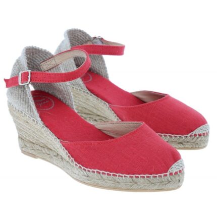 Toni Pons Caldes Wedge Espadrilles – Vermell Linen – Womens Espadrilles - Crep Direct UK Toni Pons Caldes Wedge Espadrilles – Vermell Linen – Womens Espadrilles - Crep Direct UK