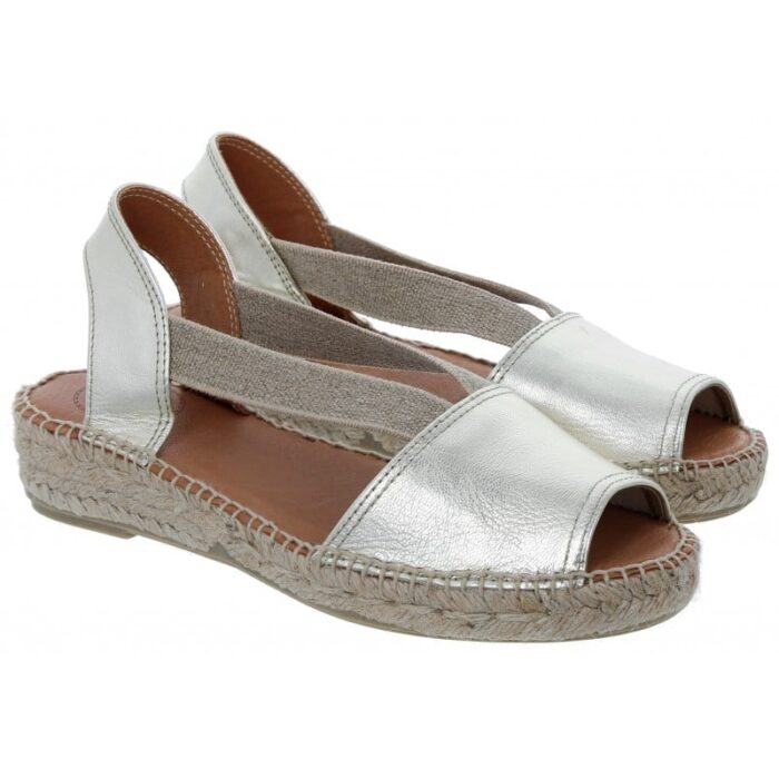 Toni Pons Etna Espadrille Sandals – Platinum Leather – Womens Espadrilles - Crep Direct UK