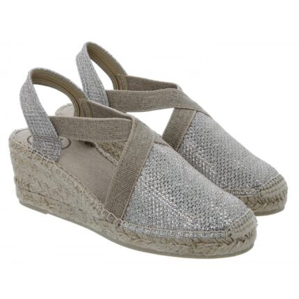 Toni Pons Triton Wedge Espadrilles - Platinum Cotton - Womens Sandals, Sliders & Toe Posts
