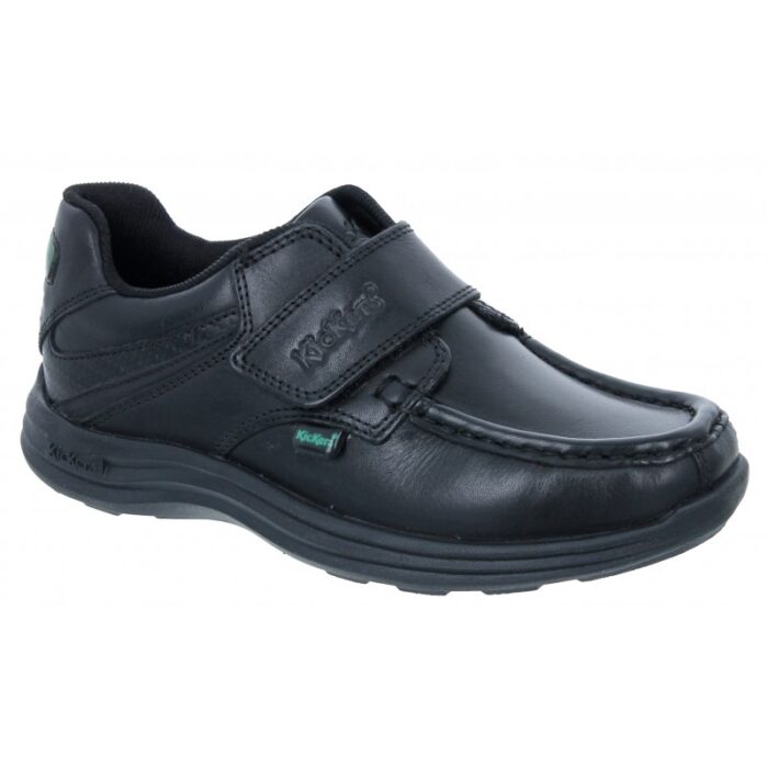 Kickers Reasan Strap Junior School Shoes – Black Leather – Boys School Shoes - Crep Direct UK