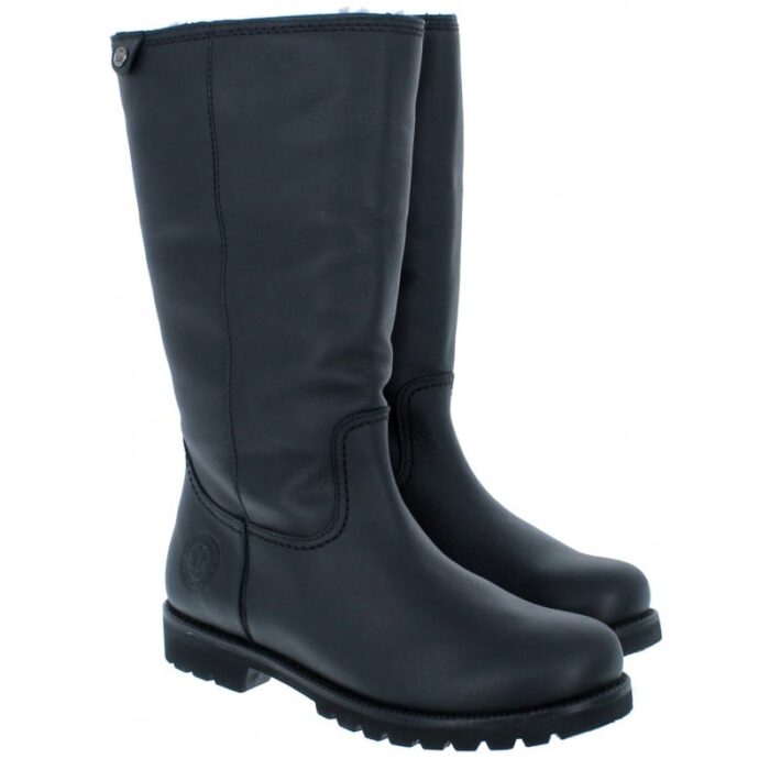 Panama Jack Bambina Igloo Boots – Black Leather – Womens Boots - Crep Direct UK