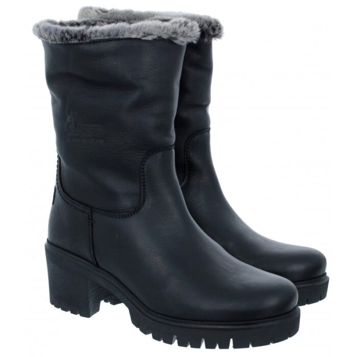 Panama Jack Piola Boots – Black Leather – Womens Boots - Crep Direct UK