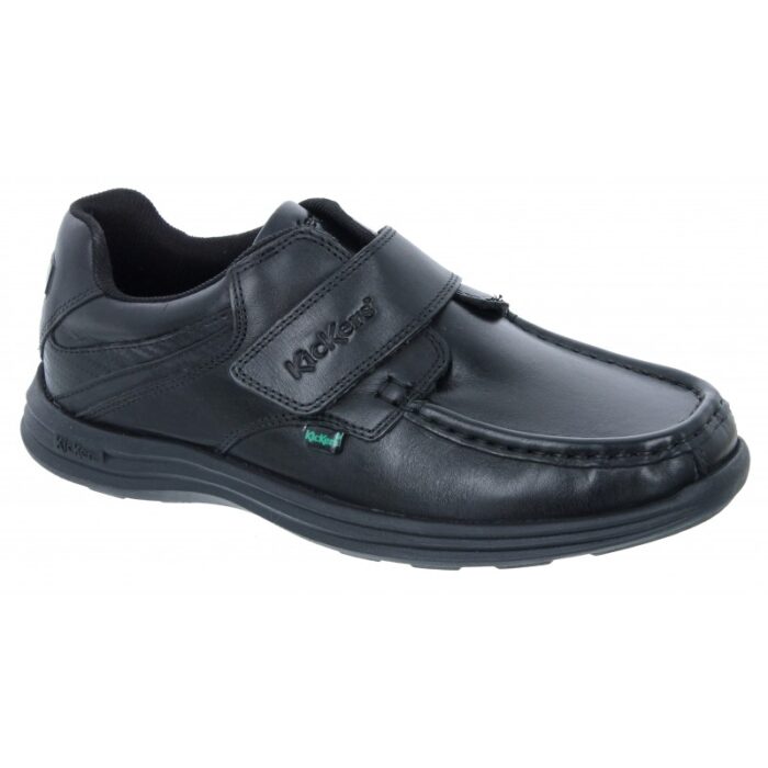 Kickers Reasan Strap Youth School Shoes – Black Leather – Boys School Shoes - Crep Direct UK