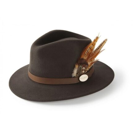 Hicks & Brown Hicks & Brown Suffolk Fedora Gamebird Feather- Dark Brown – Ladies Clothing - Crep Direct UK
