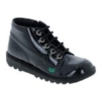 Kickers Kick Hi Zip Junior 115826 Boots – Black Patent – Girls School Shoes - Crep Direct UK
