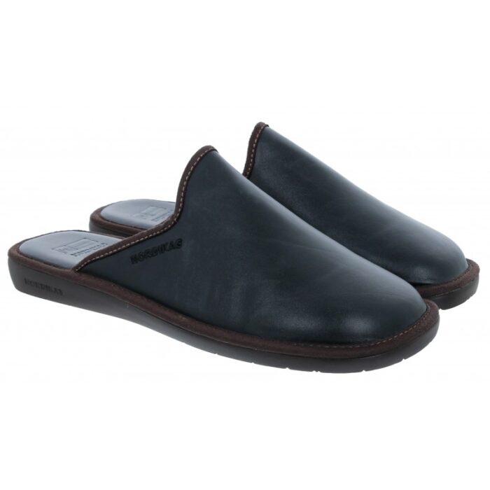 Nordikas Norwood III 131 Mule Slippers – Black Leather – Mens Slippers - Crep Direct UK