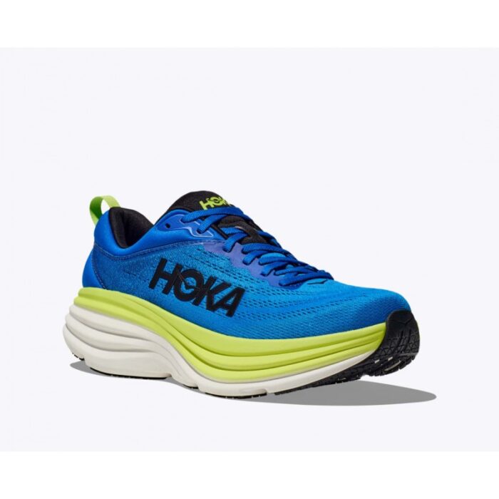 Hoka M Bondi 8 Trainers – Electric Cobalt / Lettuce – Mens Performance Running - Crep Direct UK