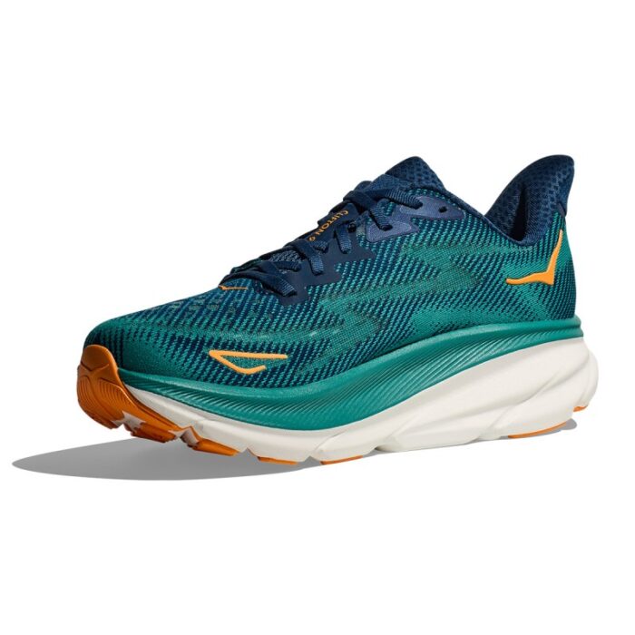 Hoka M Clifton 9 Trainers – Midnight / Oceanic – Mens Performance Running - Crep Direct UK