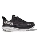 Hoka W Clifton 9 Trainers – Black / White – Womens Performance Running - Crep Direct UK