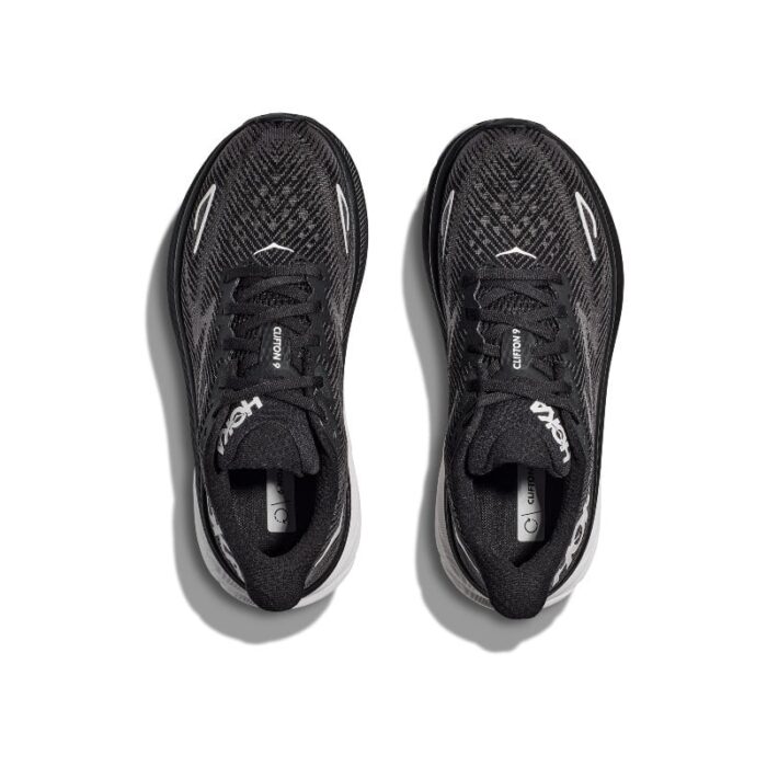 Hoka W Clifton 9 Trainers – Black / White – Womens Performance Running - Crep Direct UK