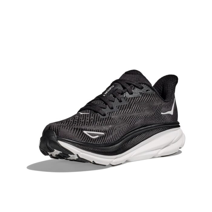 Hoka W Clifton 9 Trainers – Black / White – Womens Performance Running - Crep Direct UK