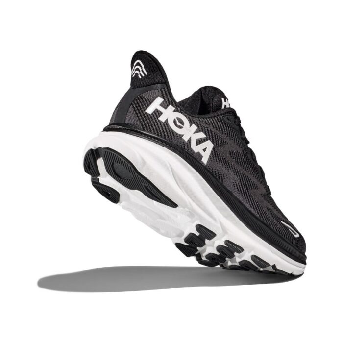 Hoka W Clifton 9 Trainers – Black / White – Womens Performance Running - Crep Direct UK