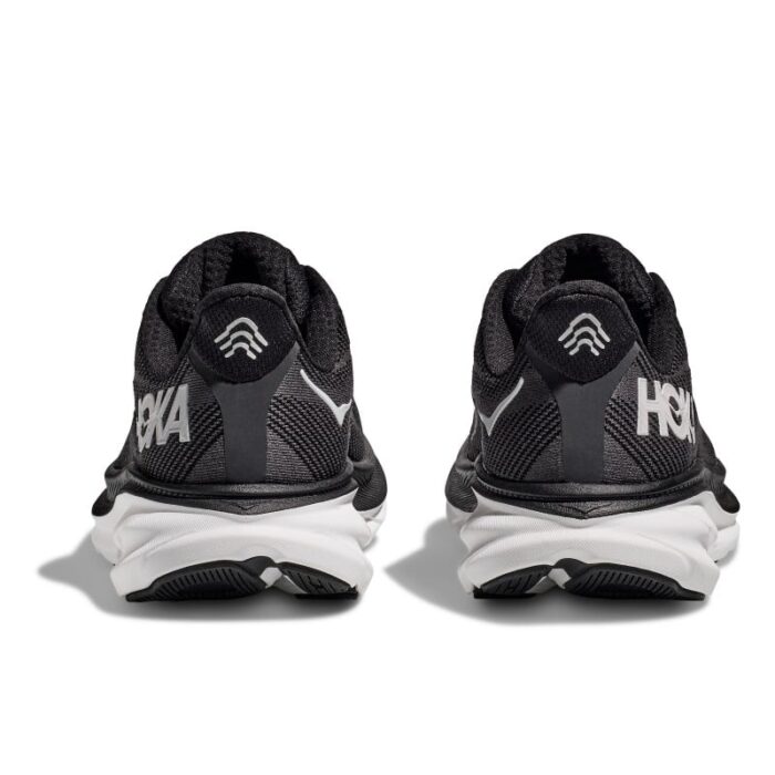 Hoka W Clifton 9 Trainers – Black / White – Womens Performance Running - Crep Direct UK