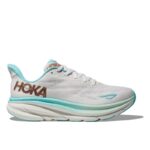 Hoka W Clifton 9 Trainers – Frost / Rose Gold – Womens Performance Running - Crep Direct UK