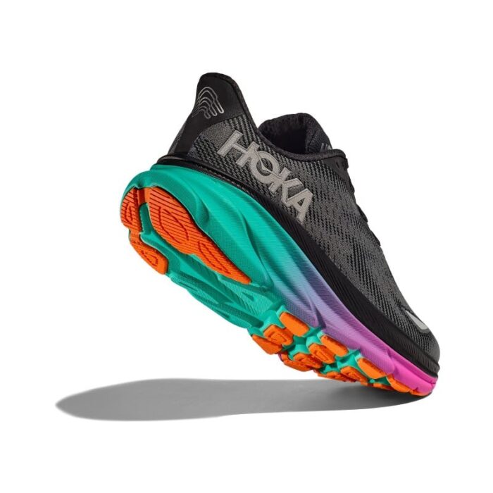 Hoka W Clifton 9 Gore-Tex Trainers – Black / Electric Aqua – Womens Performance Running - Crep Direct UK
