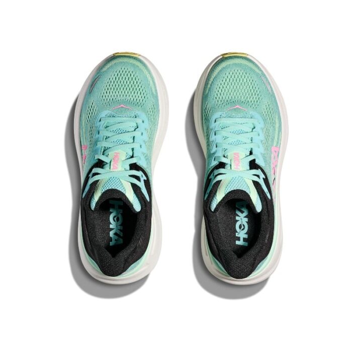 Hoka W Bondi 9 Trainers – Blue Spark/ Mint Flourite – Womens Performance Running - Crep Direct UK