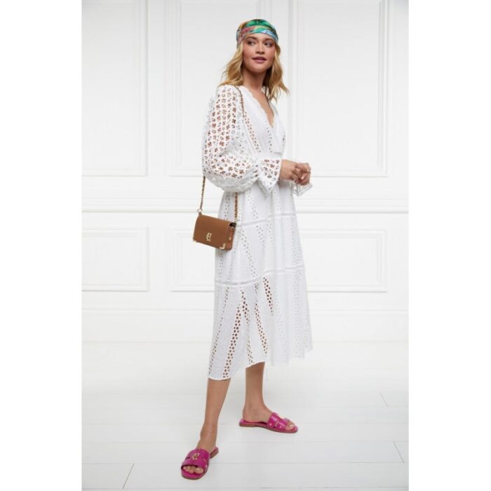 Holland Cooper Monogram Slide – Pink Croc Leather – Womens Sandals, Sliders & Toe Posts - Crep Direct UK