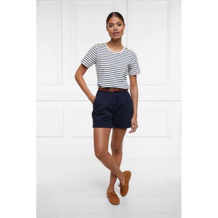 Holland Cooper Padstow Crew Neck Tee – Natural Ink / Navy Stripe – Ladies Clothing - Crep Direct UK