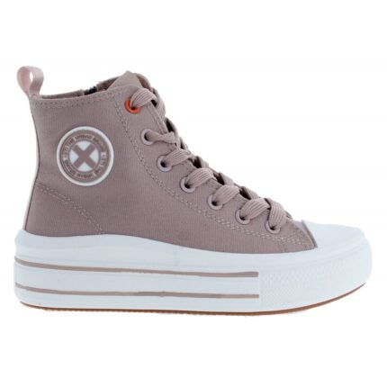 Xti 150854 High-Top Trainers – Nude Textile – Girls Shoes - Crep Direct UK