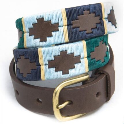 Pioneros 162 Narrow Polo Belt – Green/Blue – Ladies Clothing - Crep Direct UK