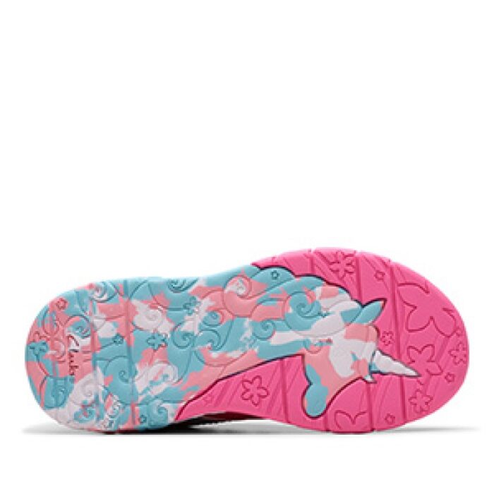 Clarks Tidal Star Kids Trainers – Bright Pink Combi Leather – Girls Shoes - Crep Direct UK