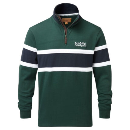 Schoffel Exmouth Heritage Rugby Shirt 3127 - Pine Green Cotton - Mens Clothing