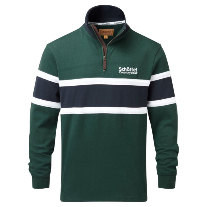 Schoffel Exmouth Heritage Rugby Shirt 3127 – Pine Green Cotton – Mens Clothing - Crep Direct UK