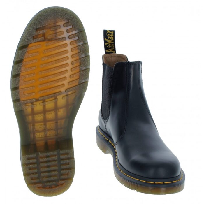 Dr. Martens Dr Martens 2976 Yellow Stitch Chelsea Boots – Black Leather – Mens Boots - Crep Direct UK