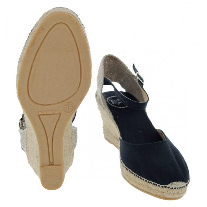 Toni Pons Caldes Wedge Espadrilles – Black Linen – Womens Espadrilles - Crep Direct UK