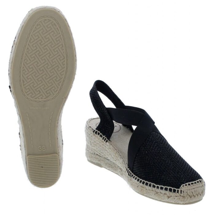 Toni Pons Triton Wedge Espadrilles – Black Cotton – Womens Sandals, Sliders & Toe Posts - Crep Direct UK