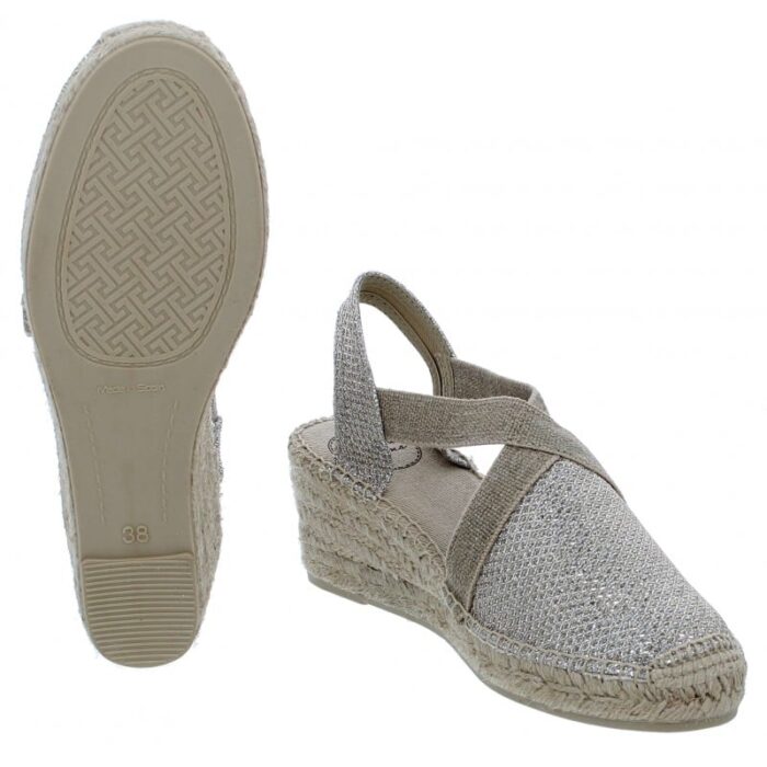 Toni Pons Triton Wedge Espadrilles – Platinum Cotton – Womens Sandals, Sliders & Toe Posts - Crep Direct UK