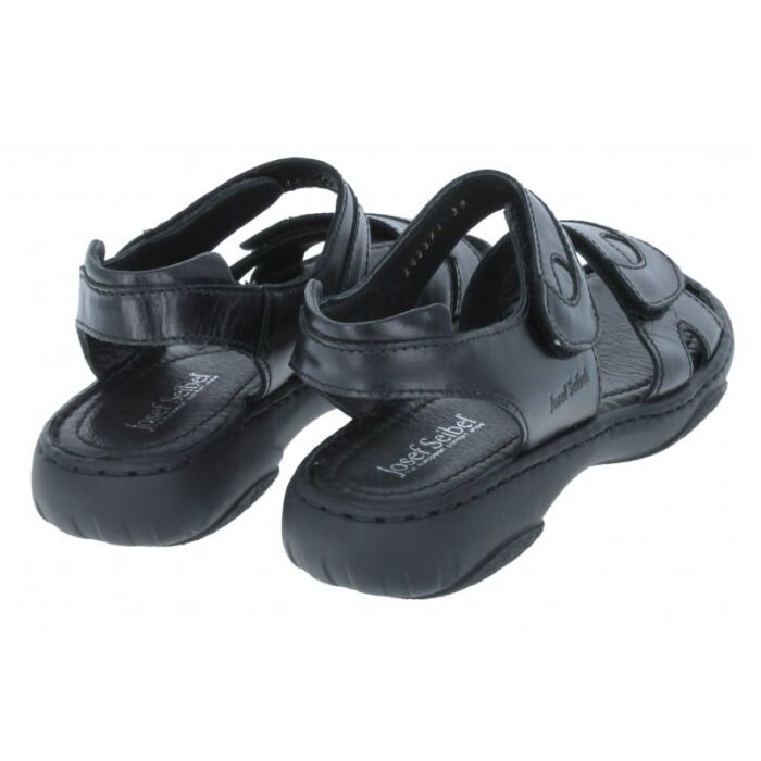 Josef Seibel Debra 76444 Sandals – Black Leather – Womens Sandals, Sliders & Toe Posts - Crep Direct UK
