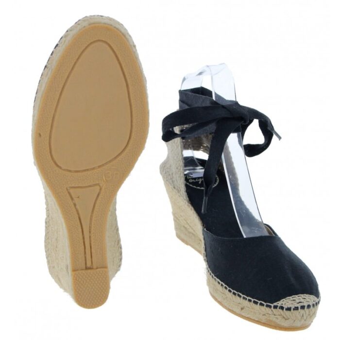 Toni Pons Calonge Wedge Espadrilles – Black Linen – Womens Espadrilles - Crep Direct UK