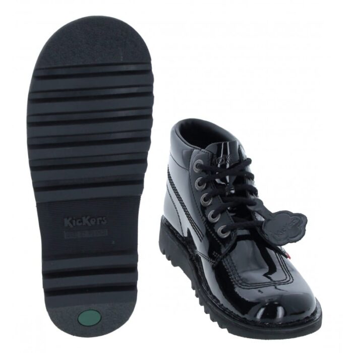 Kickers Kick Hi Core Womens – Black Patent – Womens Boots - Crep Direct UK