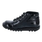 Kickers Kick Hi Zip Junior 115826 Boots – Black Patent – Girls School Shoes - Crep Direct UK