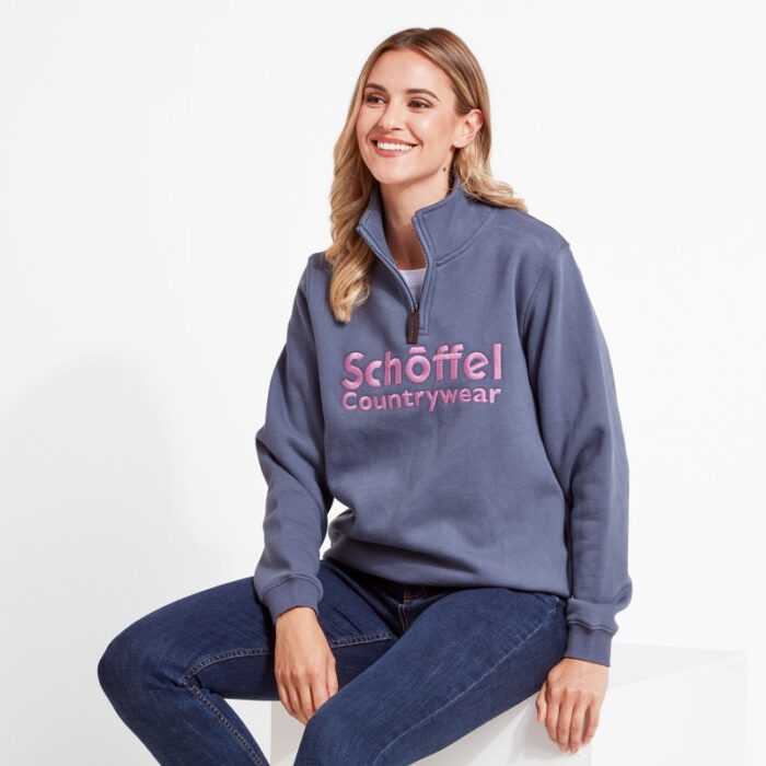 Schoffel St Issey Sweatshirt 2303 – Slate Blue Cotton – Ladies Clothing - Crep Direct UK