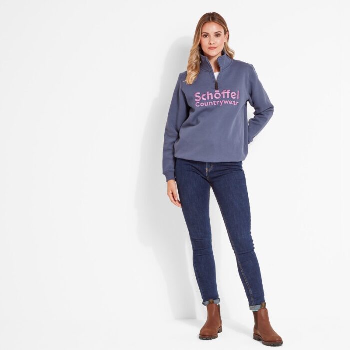 Schoffel St Issey Sweatshirt 2303 – Slate Blue Cotton – Ladies Clothing - Crep Direct UK