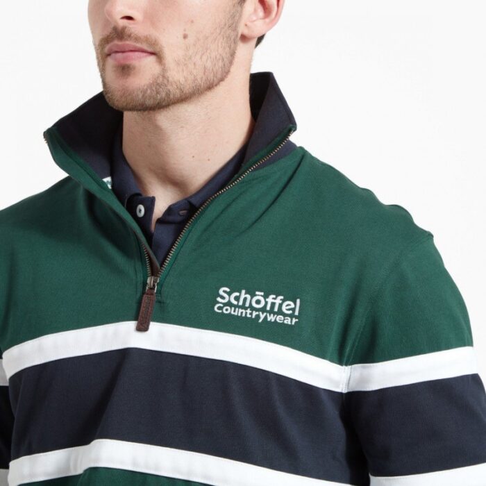 Schoffel Exmouth Heritage Rugby Shirt 3127 – Pine Green Cotton – Mens Clothing - Crep Direct UK