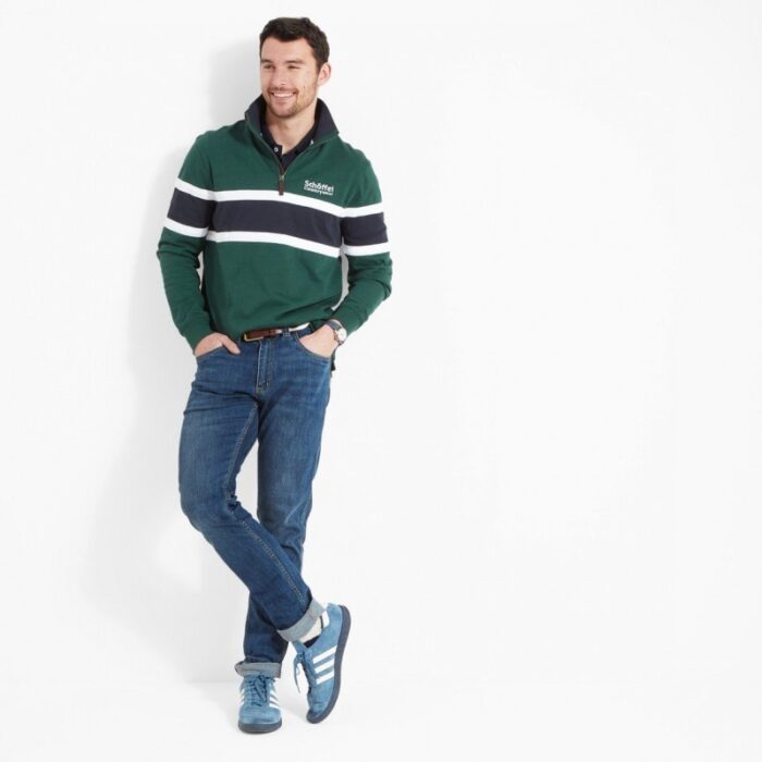Schoffel Exmouth Heritage Rugby Shirt 3127 – Pine Green Cotton – Mens Clothing - Crep Direct UK