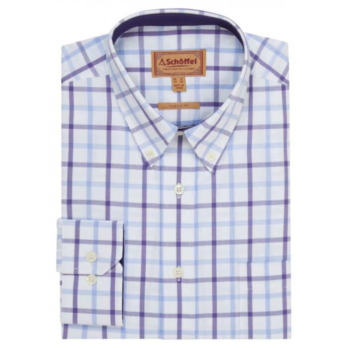 Schoffel Brancaster Classic Shirt 4050 – Bramble Check Cotton – Mens Clothing - Crep Direct UK