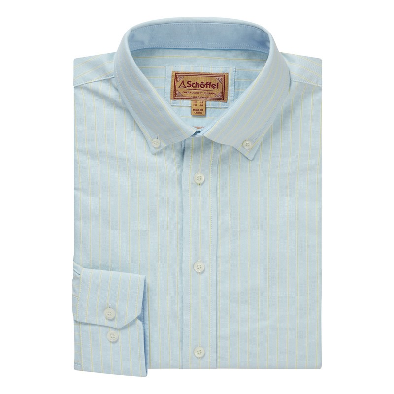 Schoffel Holt Soft Oxford Tailored Shirt 4077 – Pale Blue/Lemon Stripe Cotton – Mens Clothing - Crep Direct UK Schoffel Holt Soft Oxford Tailored Shirt 4077 – Pale Blue/Lemon Stripe Cotton – Mens Clothing - Crep Direct UK