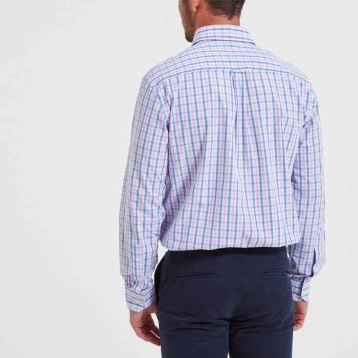 Schoffel Hebden Tailored Shirt 4093 – Blue/Pink Check – Mens Clothing - Crep Direct UK