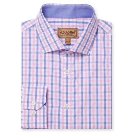 Schoffel Hebden Tailored Shirt 4093 - Blue/Pink Check - Mens Clothing