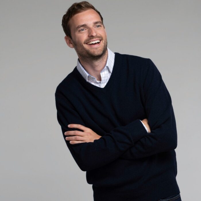 Schoffel Lambswool V Neck Jumper 8880 – Navy – Mens Clothing - Crep Direct UK