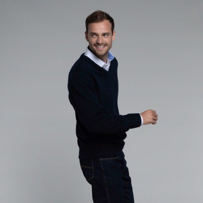 Schoffel Lambswool V Neck Jumper 8880 – Navy – Mens Clothing - Crep Direct UK