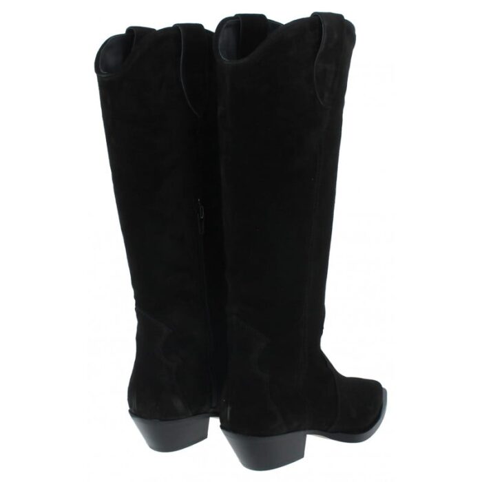 Alpe 2064 Knee High Cowboy Boots – Black Suede – Womens Boots - Crep Direct UK
