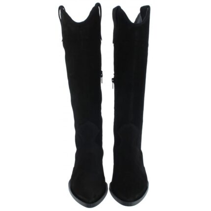 Alpe 2064 Knee High Cowboy Boots – Black Suede – Womens Boots - Crep Direct UK
